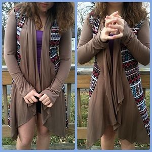 - Southwest Print Waterfall T-Shirt Cardigan! NEW!